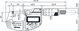 Technical Image of digital micrometer ip65 0-25mm, with output .