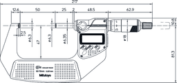 Technical Image of digital micrometer ip65 50-75mm, with output .